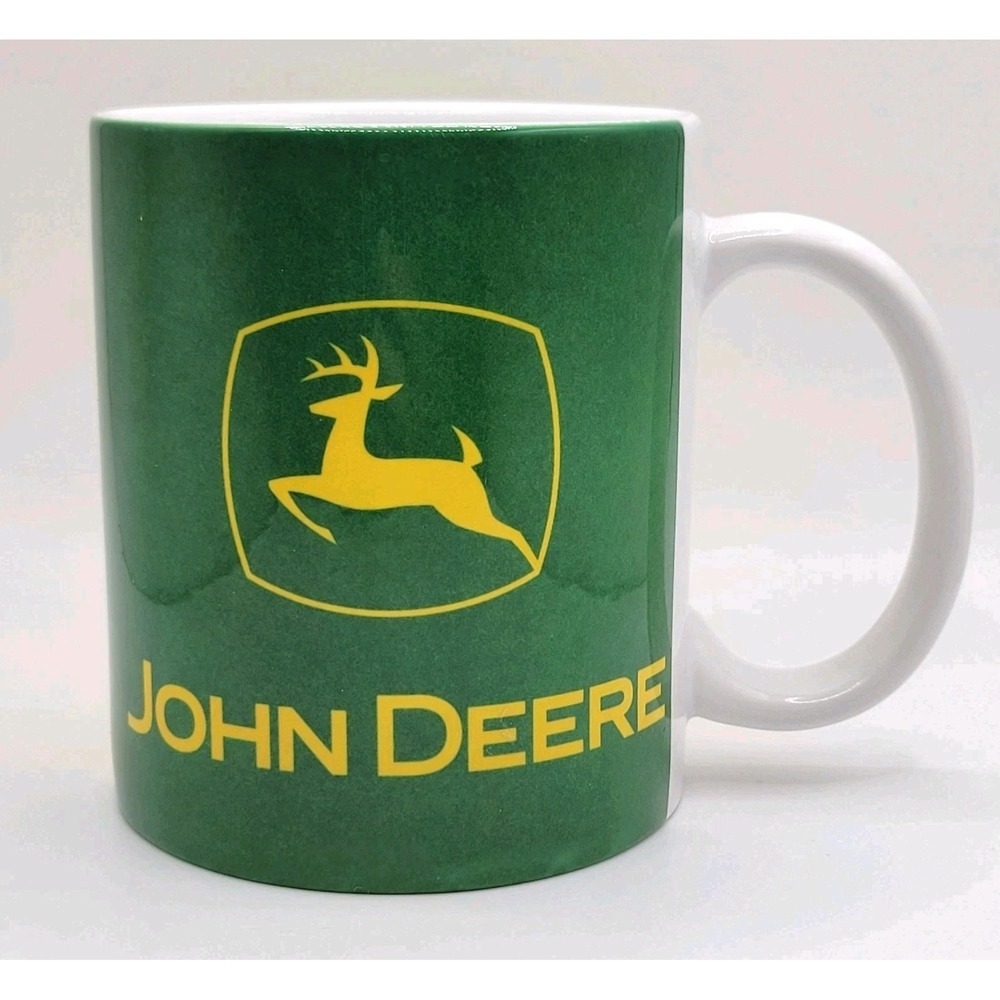 John Deere Coffee Mug Green Yellow Iconic Logo Ceramic 2006 Farm Tractor Deer